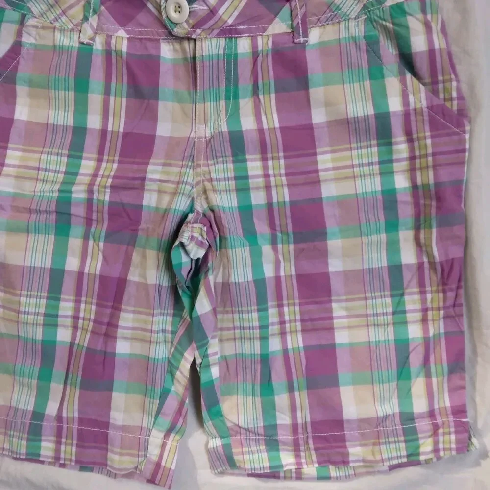 SO Bermuda Shorts Women's Juniors 11 Purple Blue White Plaid Cotton - Picture 3 of 7